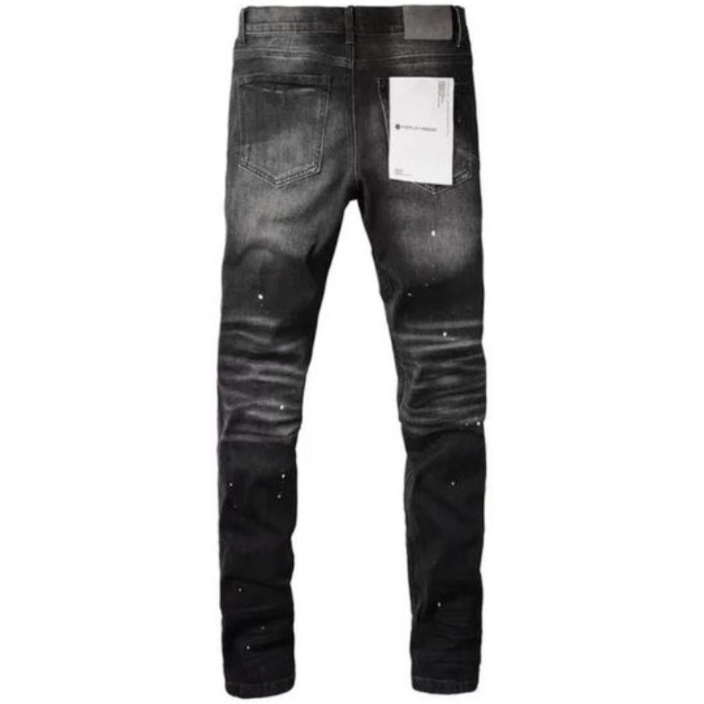 Jeans Ajustados Purple Brand Desgasados Y Salpicados 'Negro'