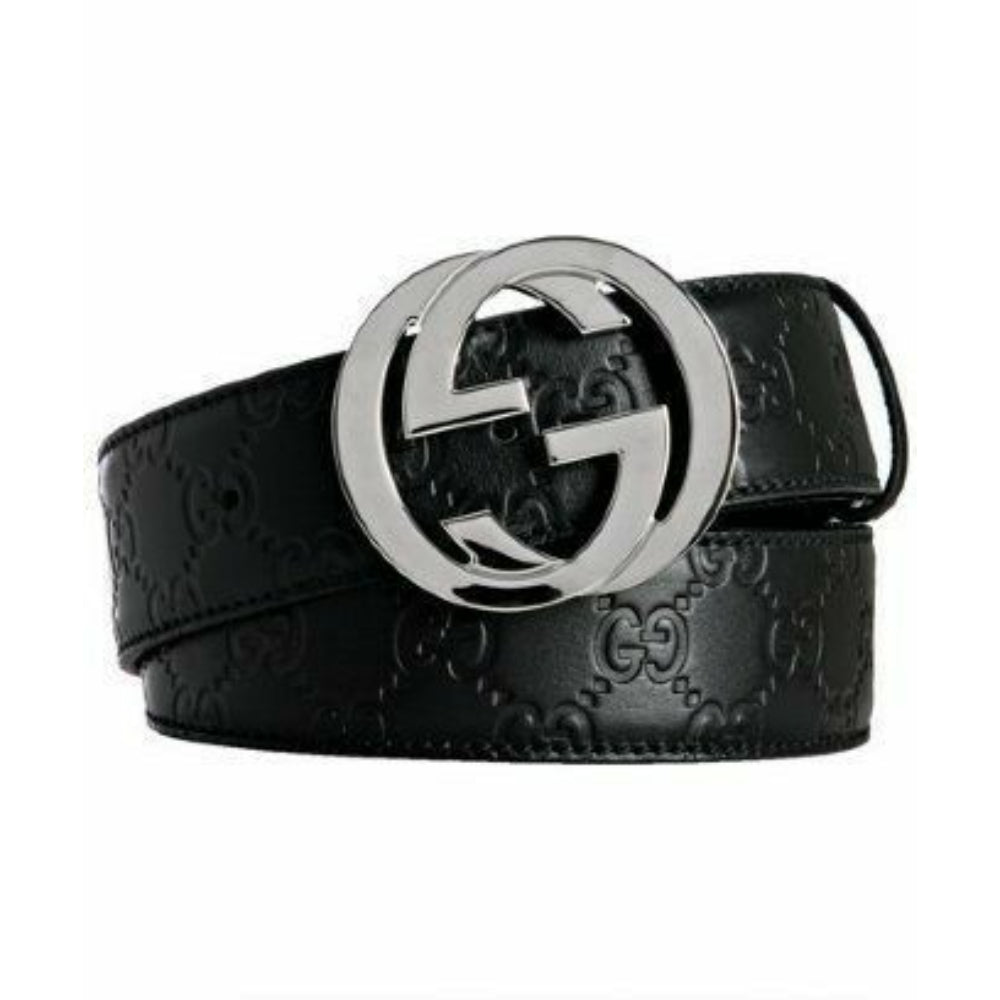 Cinturón Gucci 40mm Negro/Plateado