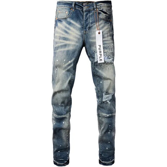 Jeans Ajustados Purple Brand Envejecidos y Rasgados 'Lavado Claro'