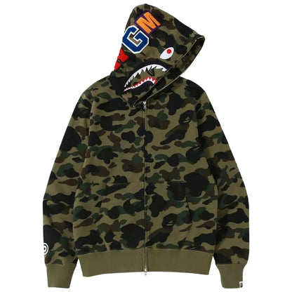 Hoodie Bape Abc Camo Shark "Army Green"