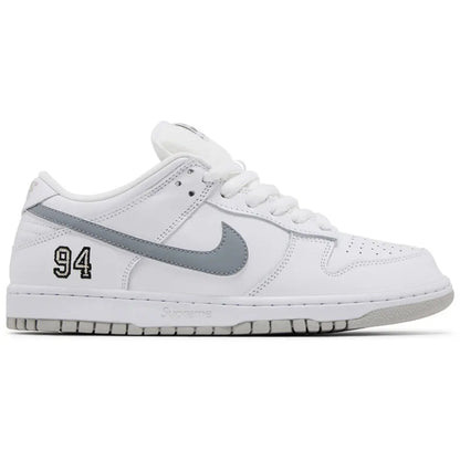 Supreme x Nike Dunk Low SB "White Metallic Silver"
