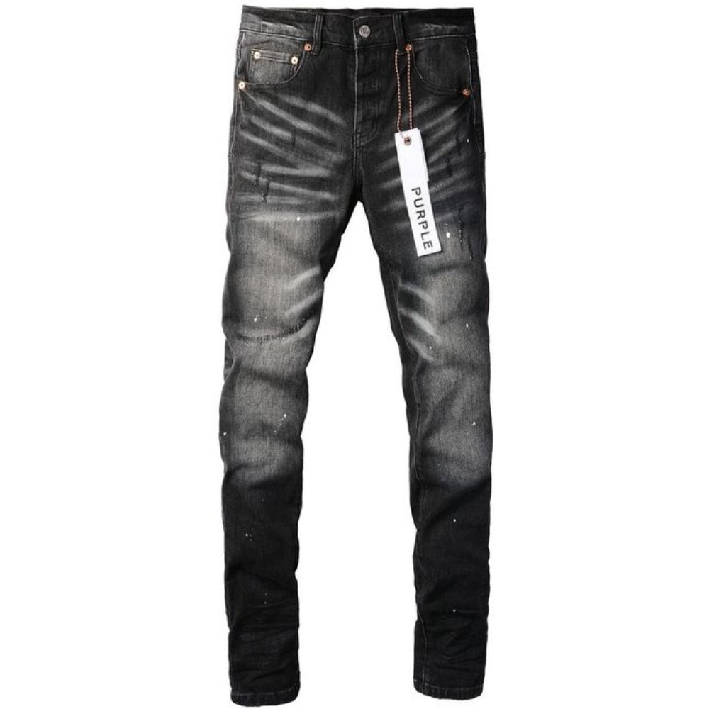 Jeans Ajustados Purple Brand Desgasados Y Salpicados 'Negro'