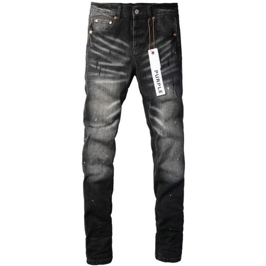 Jeans Ajustados Purple Brand Desgasados Y Salpicados 'Negro'