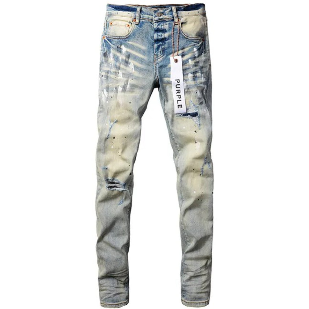 Jeans Ajustados Purple Brand Desgastado y Manchado 'Lavado Claro'