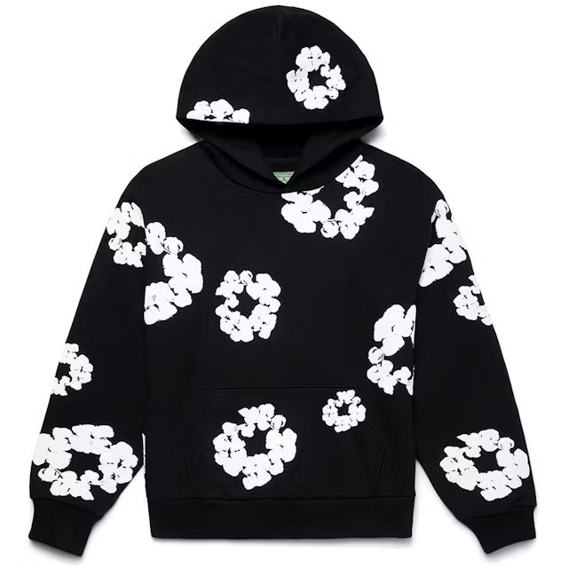 Black Denim Hoodie with Tears