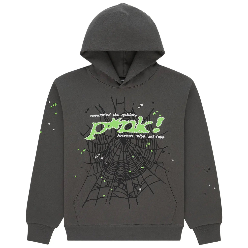 Hoodie Sp5der P*nk Gris y Verde