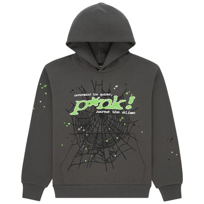 Hoodie Sp5der P*nk Gris y Verde