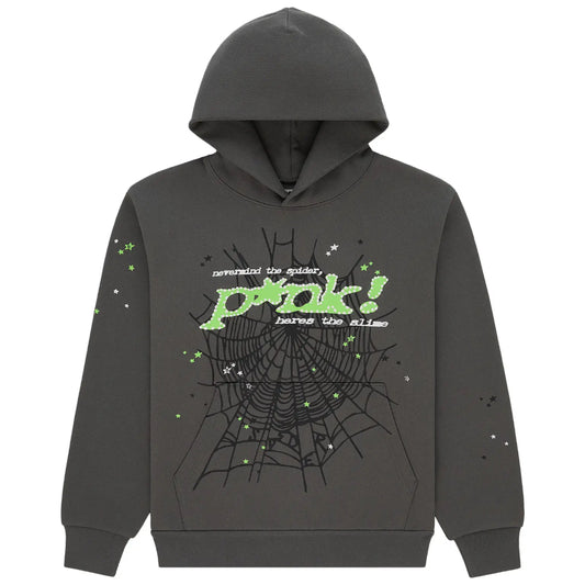 Hoodie Sp5der P*nk Gris y Verde