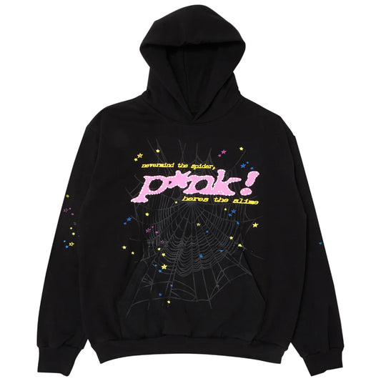 Hoodie Sp5der P*nk Negro