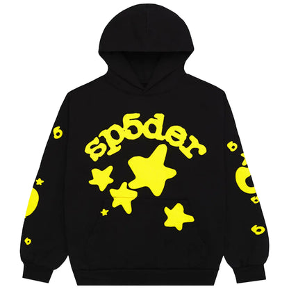 Sp5der Beluga Hoodie Black and Yellow