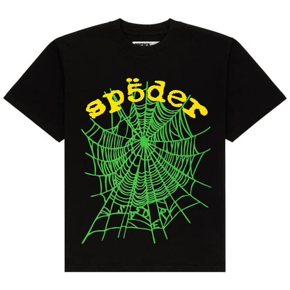 Camiseta Sp5der OG Web Negra y Verde