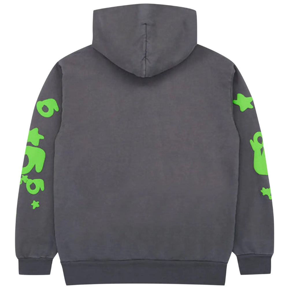 Hoodie Sp5der Beluga Gris y Verde