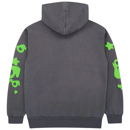 Hoodie Sp5der Beluga Gris y Verde