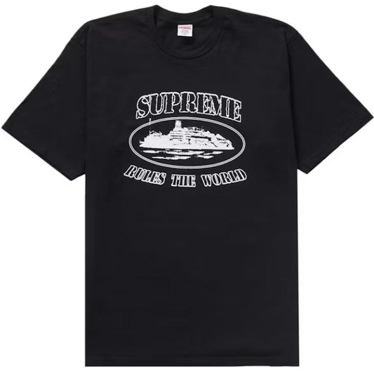 Camiseta Corteiz Alcatraz x Supreme Negra
