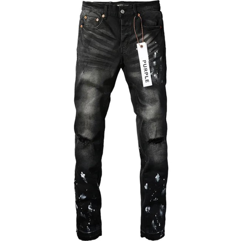 Purple Brand Skinny Jeans, Ripped and Spotted, 'Faded Black'