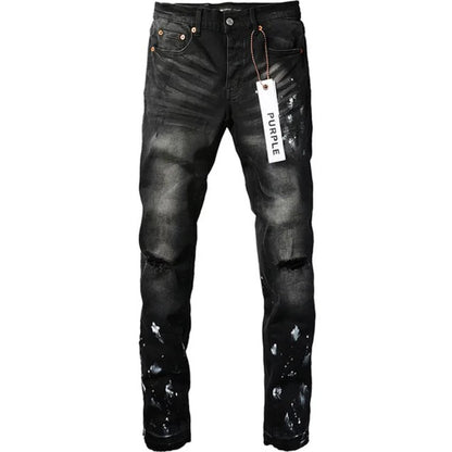 Purple Brand Skinny Jeans, Ripped and Spotted, 'Faded Black'