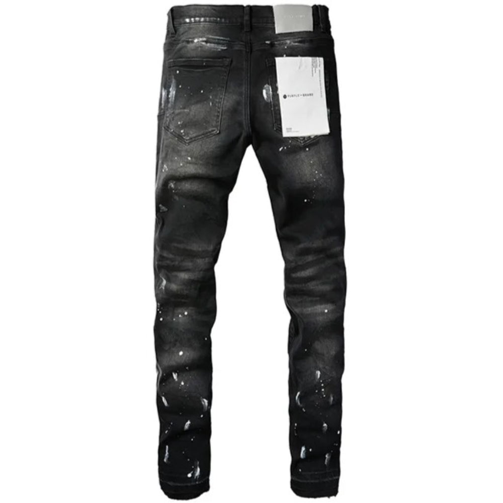 Purple Brand Skinny Jeans, Ripped and Spotted, 'Faded Black'