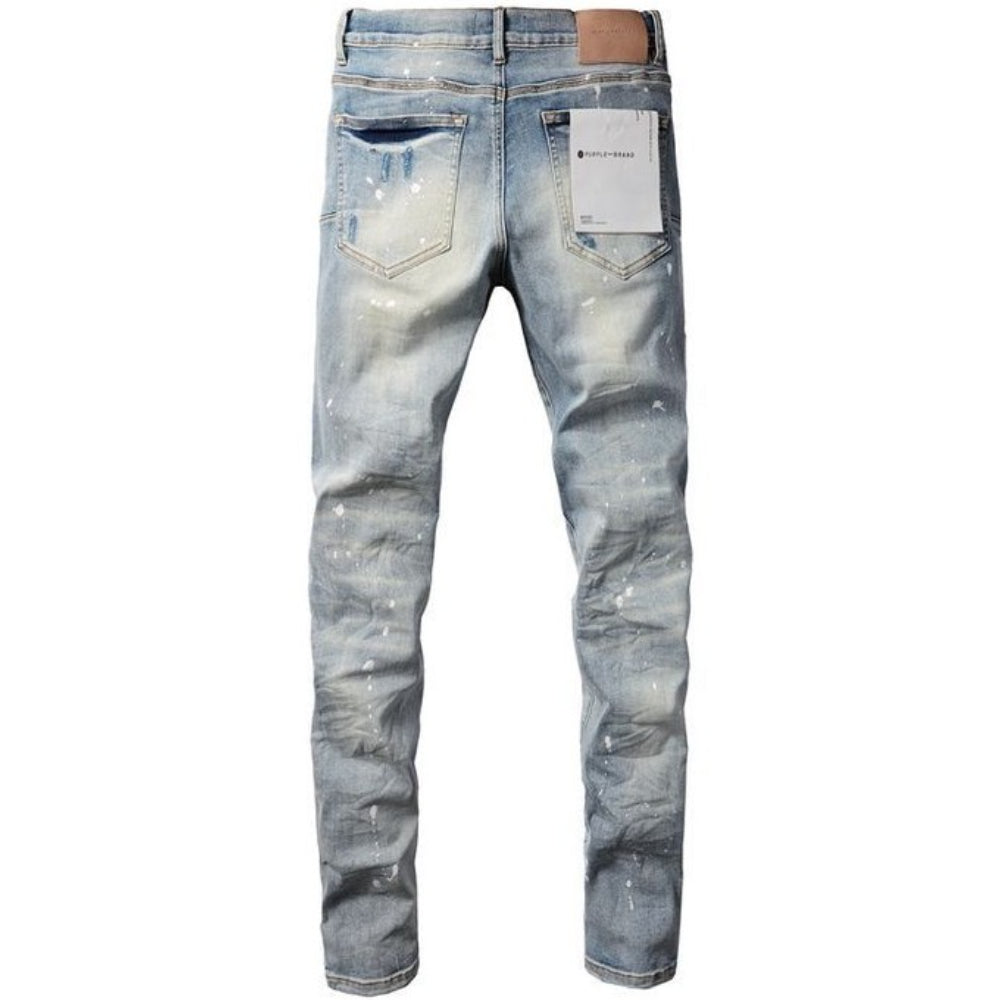 Purple Brand Skinny Jeans, Distressed and Speckled 'Light Blue'