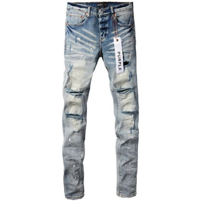 Purple Brand Skinny Jeans, Distressed and Speckled 'Light Blue'